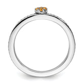 14k White Gold Stackable Expressions Citrine and Diamond Ring